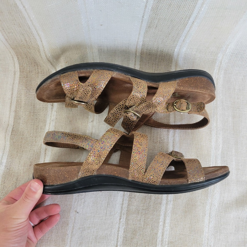 Dansko Jameson Strappy Leather Sandals Tan Metallic Shimmer Size 38 US 8 - Picture 8 of 9